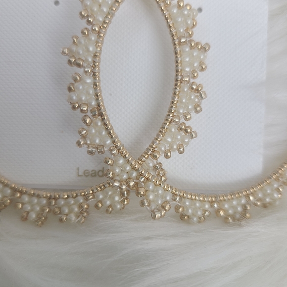 Panacea|NWT Beaded Triangle Trim Hoop Earrings - Picture 3 of 3